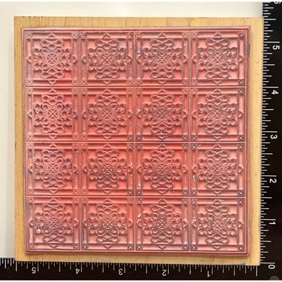 VERY HTF RARE OUTLINES RUBBER STAMP CO WOOD MOUNTED SNOWFLAKE BLOCK QUILT FLOWER - Picture 2 of 4